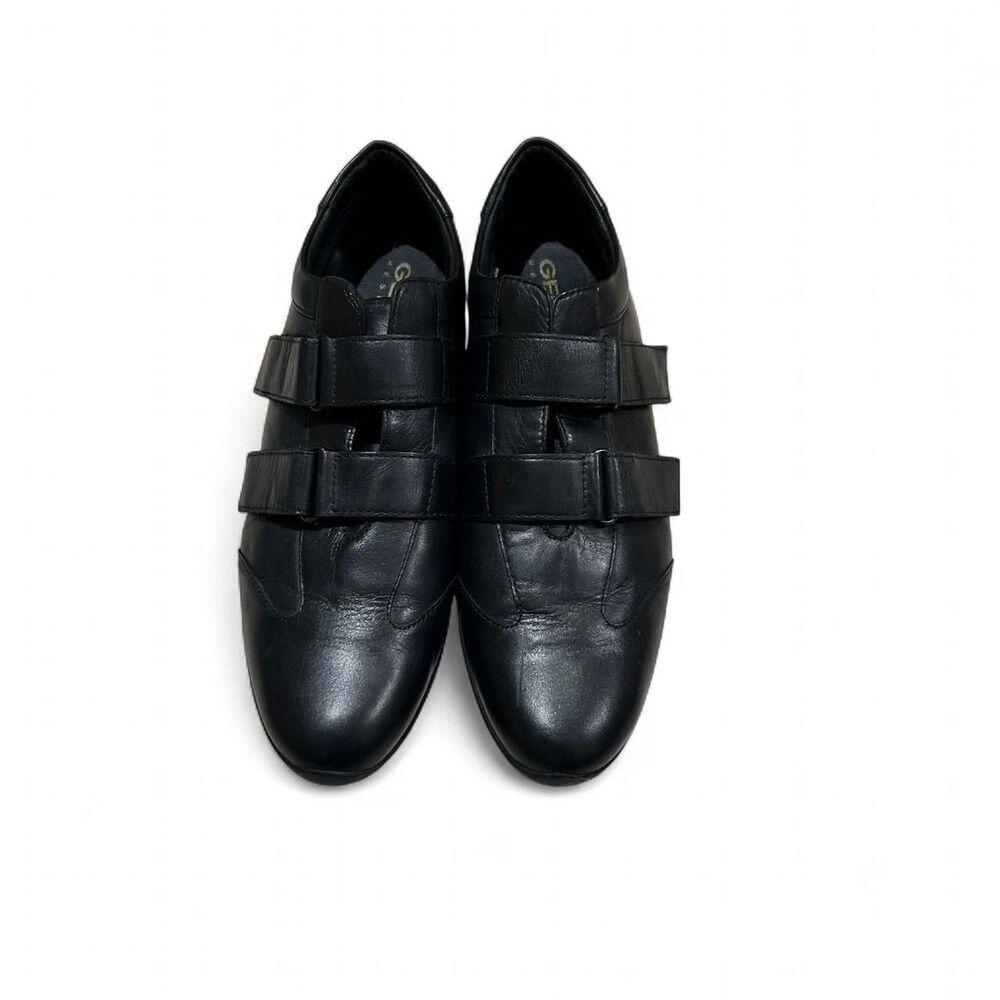 Vintage Geox Respira Black Leather Double Strap Sneakers